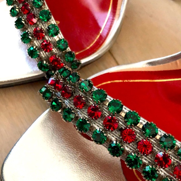 Gucci Silver Bertie Leather with Crystals Sandals - Picture 10 of 12